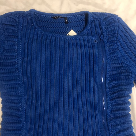 New Guess by Marciano blue cable zipper sweater S - Picture 2 of 5